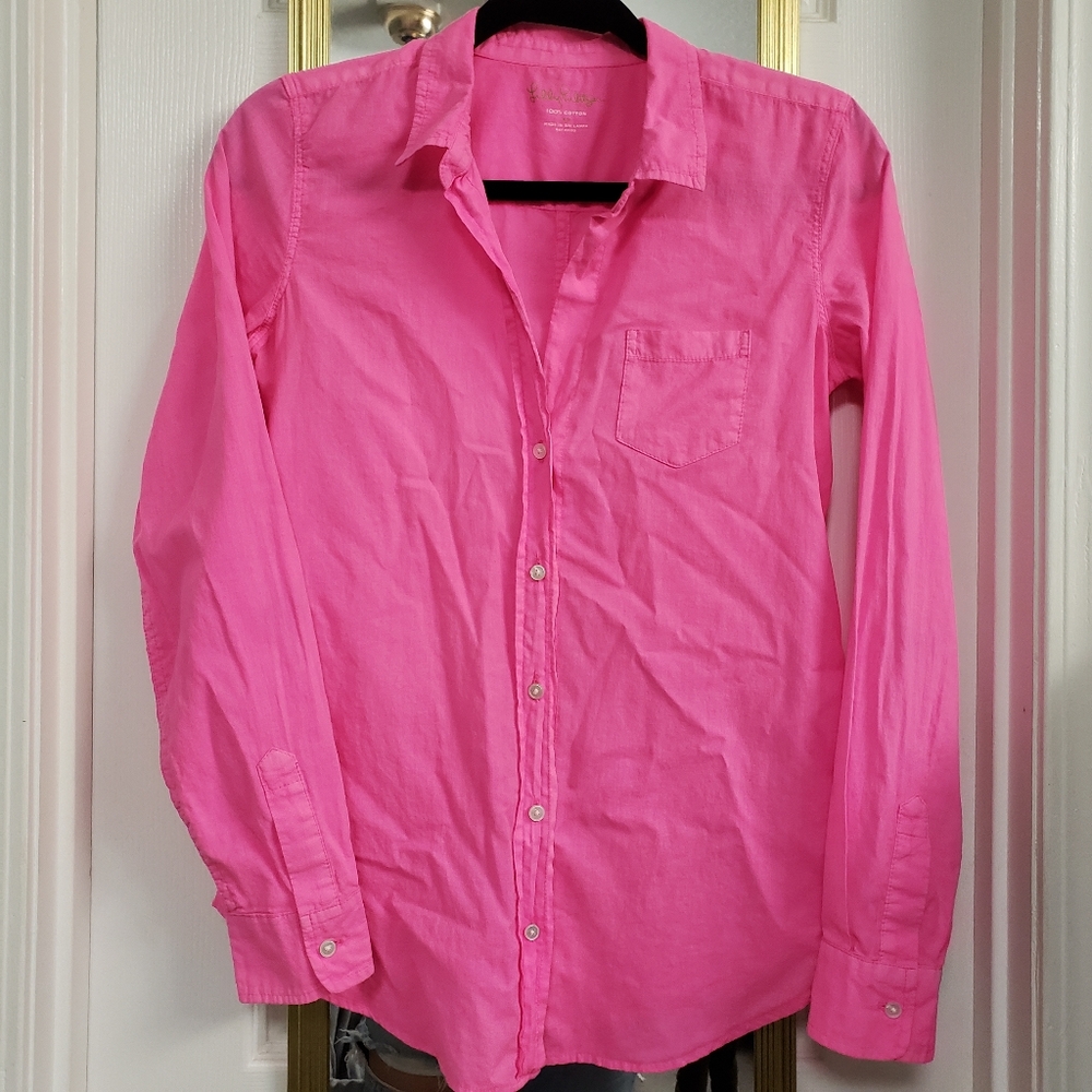 Lilly Pulitzer hot pink button down
